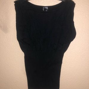 Black top with sleeve embellishments